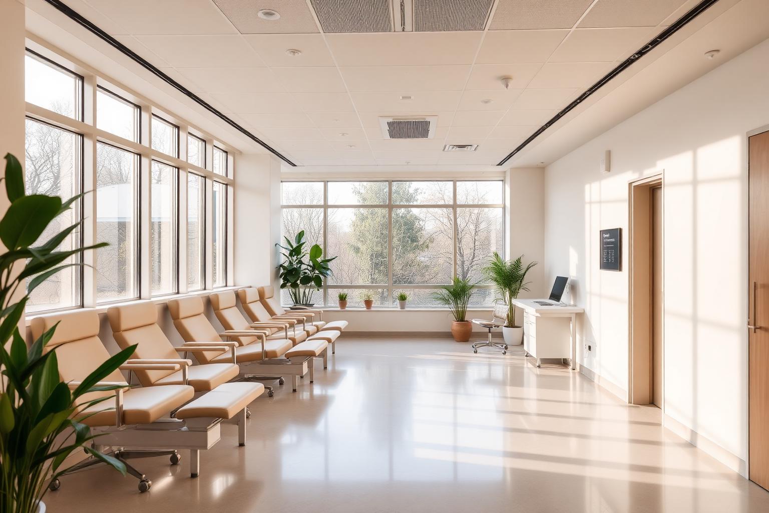 Hospital de día oncológico de OncoZen con sillones de tratamiento y luz natural